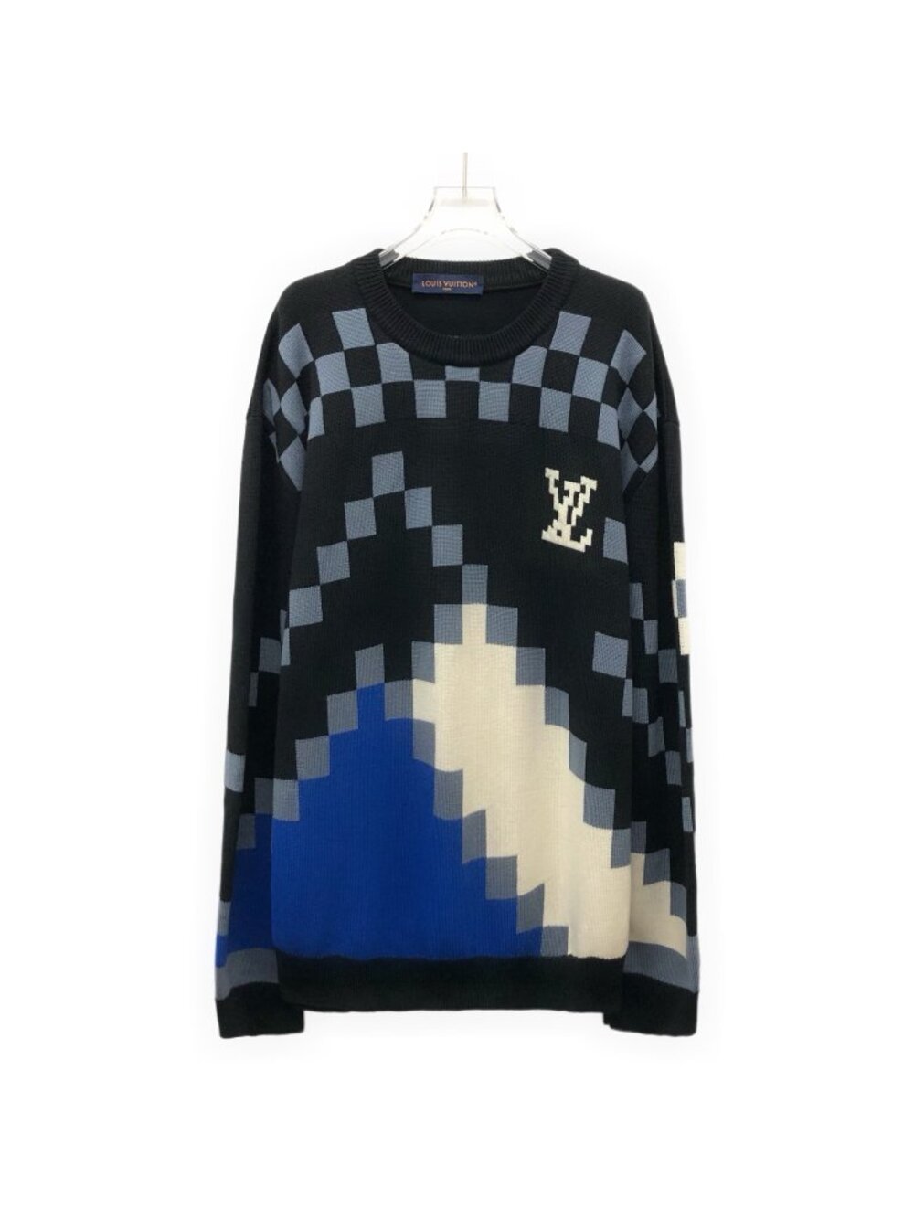 Louis Vuitton 2023 Color-Block Checkerboard Logo Intarsia Wool Sweater